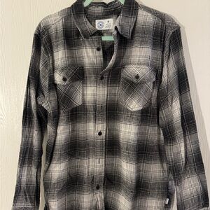 Hurley Men's Black and White Plaid Shirt